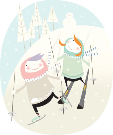 illustration enfants a la neige